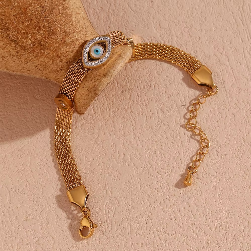 18K Gold Plated Evil Eye Bracelet*Nostalgic Unique Waterproof Tarnish Free MJ - Picture 4 of 6